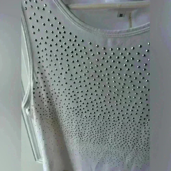 Calvin Klein Tank Top Women’s M, White w/Silver Embellishment - Picture 2 of 4